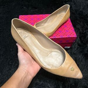 TB TORY BURCH nude tan leather flats slip on shoes women’s 8.5